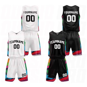 Ensemble de maillot et short de basketball blanc et noir, léger, respirant, personnalisable par sublimation, séchage rapide - Product Image 1