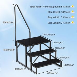 Scaletta a 3 gradini per piscine fuori terra, portata 200 kg, resistente, per vasche idromassaggio - Product Image 2