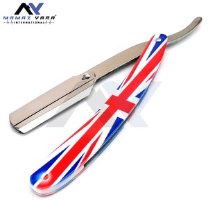 Navaja de Afeitar Profesional de Acero Inoxidable con Bloqueo Giratorio, Mango con Diseño de Bandera Americana, Plegable para Afeitar la Barba - Product Image 2