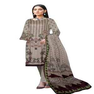 Robe trapèze élégante brodée et imprimée en coton/lin pour femme – Collection été 2024 – Modèle Florance Premium Lawn FloranceLawn-D010 - Product Image 1