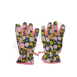 Gants de travail en nitrile et nylon pour femmes, tissu extensible imprimé en néoprène, impression de fleurs de nouvelle couleur pour le jardinage - Product Image 1
