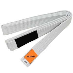 Cinturón de Jiu Jitsu BJJ 100% Algodón, Elástico, de Secado Rápido, Gris con Franja Blanca, Talla A1 220cm X 4.5cm, 8 Costuras, Marca OEM - Product Image 3