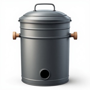 Pot de rangement pour tuyau d'arrosage en métal de style vintage avec finition durable pour le rangement extérieur des tuyaux et une belle décoration paysagère - Product Image 4