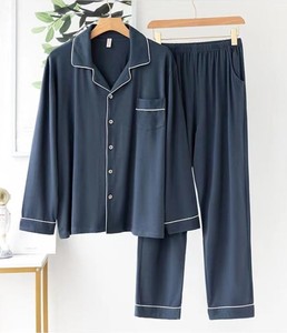 Custom Logo Polyester/Cotton Solid Casual Ultra-soft Long Sleeve Plus Size <b>Set</b> Night Dress <b>for</b> <b>Men</b> <b>Pajamas</b> - Product Image 3