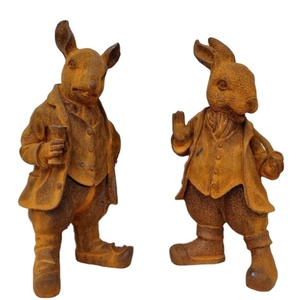 Antique Designer Bronze Orange Color Single and Double <b>Rabbit</b> Sculpture for Garden Decoration with Best Price - Product Image 1