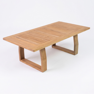Table à manger Lifestyle Garden en teck agate avec plateau à lattes, pieds trapézoïdaux, design moderne, bois massif, couleur personnalisable - Product Image 1