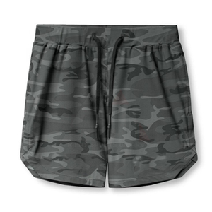 Men's Olive Green Knitted Drawstring Shorts Quick Dry Solid Casual Gym Wear with Inner Compression <b>Layer</b> - Product Image 4