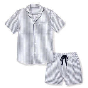 Ensemble de pyjama en coton rayé à manches courtes pour homme, vêtements de nuit décontractés et respirants pour l'été - Product Image 1
