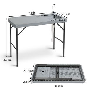 Table de découpe pliable portable pour filet de poisson et chasse, avec évier et robinet, pour cuisine de camping - Product Image 5