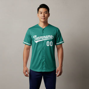 Camiseta de Béisbol OEM Personalizada Sublimada, Transpirable, Antibacteriana, Talla Grande, Correa Ajustable, Impresión de Nombre y Número del Equipo, Manga Corta - Product Image 1