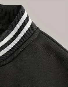 Profit <b>Sport</b> Unisex <b>Black</b> White <b>Jacket</b> Embroidered Logo Front Casual Winter Regular Fit Wool/Leather Material Windproof - Product Image 3