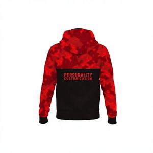 <b>Men</b> <b>Red</b> Camouflage Zip Up <b>Hoodie</b> Hip Hop Streetwear Hooded Sweatshirt Front Logo Print 2026 - Product Image 3