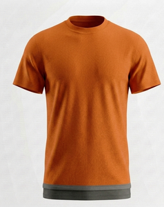 Camiseta de Hombre Naranja de Manga Corta con Cuello Redondo, Tejida en 100% Algodón Transpirable, Corte Regular, Diseño Sólido con Letras Pintadas a Mano y Dibujos Animados - Product Image 2