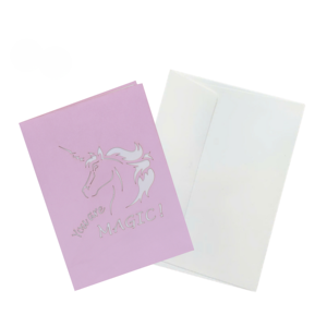 Tarjeta de Felicitación 3D Pop-Up al por Mayor, Tarjeta de Felicitación 3D Hecha a Mano con Diseño de Unicornio, Arcoíris y Nubes Rosas, Tema Mágico de Cumpleaños - Product Image 5