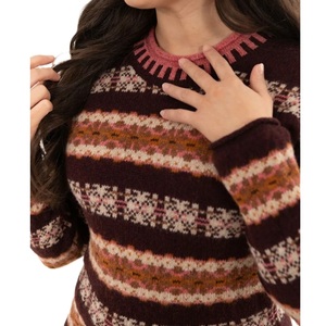 Pull-over décontracté d'hiver pour femme, en acrylique jacquard tricoté, coupe ample, motif géométrique, impression numérique sur le devant, haute qualité sur mesure - Product Image 3