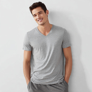 T-shirt à manches courtes et col en V pour homme, 100% polyester coton, t-shirts d'été pour homme, vente en gros, t-shirts légers pour homme - Product Image 1