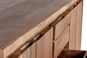 ตู้ข้างไม้สักแท้สไตล์เรโทร ดีไซน์ขอบธรรมชาติ บานประตูขนาดใหญ่ ตู้เก็บของสำหรับห้องนั่งเล่น - Product Image 3