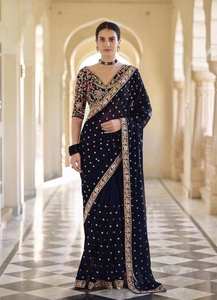 Sari en polyester style Bollywood pour femmes, séchage rapide, idéal pour les fêtes, mariages, Diwali, tenue décontractée toutes saisons, style traditionnel indien. - Product Image 3