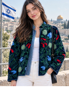 Reversible Velvet Embroidered <b>Jacket</b> With Floral <b>Pattern</b> Mandarin Collar Full Sleeve Autumn Wear Women's <b>Jackets</b> - Product Image 4