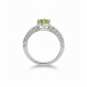 Bague en argent sterling 925 avec péridot, motif en treillis moghol, plaquée or et rhodium, bijoux de créateur inspirés du patrimoine - Product Image 3