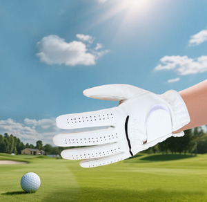 Gant de golf en cuir véritable blanc, main droite, antidérapant, à enfiler, unisexe, fabriqué au Pakistan - Product Image 4