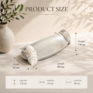 Juego de Bandejas de Servir de Aluminio de Lujo con Diseño de Hojas, Acabado Texturizado, Forma Ovalada Orgánica, Plato Decorativo para una Decoración Elegante del Hogar - Product Image 2