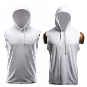 Camisetas sin mangas con capucha para gimnasio, ropa deportiva para hombre, sudaderas sin mangas con capucha para ejercicio, camisetas con capucha 100% algodón poliéster para hombre - Product Image 6