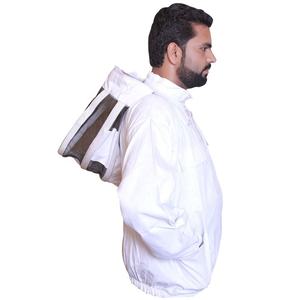 Veste de protection pour apiculteur avec voile en coton amovible, respirante, en polyester et coton, coutures surjetées, blanche, coupe ample, vêtement de sécurité - Product Image 2
