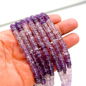 AAA Natural <b>Amethyst</b> Faceted Heishi Tyre Beads 6-7mm Natural Gemstone Beads for Jewelry Making 16 Inch Strand in Wholesale Price - Product Image 2