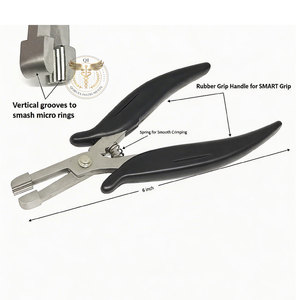 Pince à extensions capillaires Qorvex Micro Ring en acier inoxydable avec poignée en caoutchouc pour l'installation de perles Nano et Micro - Product Image 2