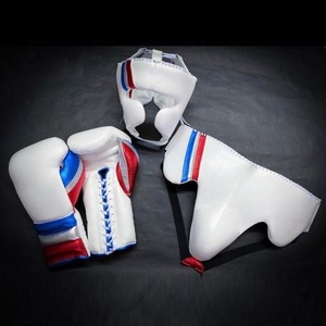 Professional Customizable Blue Leather Boxing Gloves Set MMA Muay Thai <b>Training</b>-High Quality Boxing Gear Groin <b>Head</b> Guard set - Product Image 4