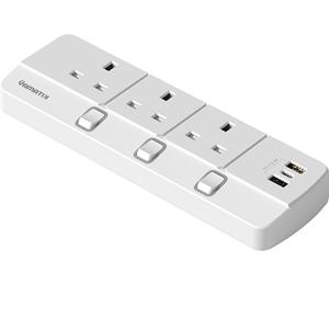 Enchufe de Mesa Serie PLUS con 3 Tomas Ampliamente Separadas, 2 USB y 1 Tipo-C de Carga Rápida, Interruptor de Sobrecarga, Personalización Estándar - Product Image 1