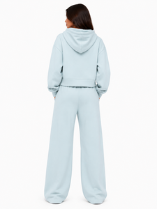 Full <b>Zip</b> <b>Hooded</b> Jacket Women's Drop Shoulder Hoodies Full Sleeves Sweatshirt and Relaxed Fit Sweatpants Customized Tracksuit DTG - Product Image 2