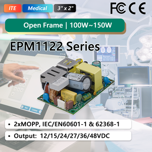 EDAC POWER 48V 120W/150W 2.5A-3.12A IEC60601 2xMOPP Serie EPM1122M Fuentes de Alimentación Industriales de Marco Abierto 90%-92% Eficiencia Aire - Product Image 1