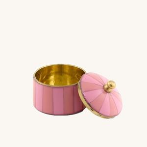 Boîte de rangement décorative en résine bleue et blanche de luxe avec couvercle à bordure dorée, élégante boîte à bijoux ronde, organisateur de bibelots fait main, contemporain - Product Image 5