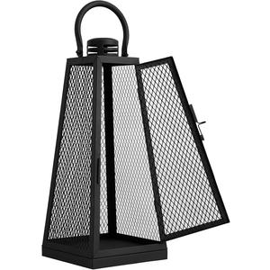 Farol Negro Moderno con Vidrio Texturizado – Portavelas Decorativo para Centro de Mesa - Product Image 6