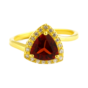 Garnet Trillion <b>Ring</b> 925 Sterling Silver Halo, January Birthstone - Product Image 1