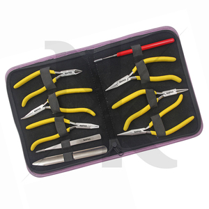 9 pieces Pliers & Tool Kit Gun Handle Chain, Bent Chain, Flat, Round, Crimping Pliers, Side <b>Cutter</b>, beading AWL, Scoop Tweezer - Product Image 3