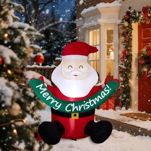 Babbo Natale Gonfiabile Illuminato da 1,77 m, Divertenti Decorazioni Natalizie da Giardino con Striscione, Decorazioni Esterne per le Feste - Product Image 2
