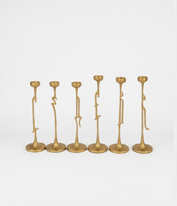 Candelabros de Metal Texturizado de Estilo Nórdico, Hechos a Mano, con Forma Orgánica, Acabado Dorado Vintage, Portavelas Cónicos - Product Image 3