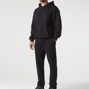 Pantalones Deportivos de Felpa con Capucha 2 en 1 para Hombre, de Algodón Negro, con Cierre de Cordón, Estilo Casual, con Bolsillos Laterales, para Otoño - Product Image 3