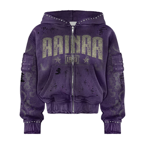 Sweat à capuche unisexe oversize en molleton tricoté 220 GSM, 100% coton épais, style streetwear, effet délavé et vieilli, idéal pour l'hiver - Product Image 1
