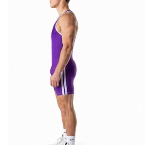 Débardeur de lutte pour homme violet, sans manches, ajusté, en Spandex et Polyester, anti-humidité, toutes saisons, style tank pour adulte - Product Image 2