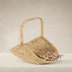 Cesta de flores de junco tejida con asa desmontable, cesta de almacenamiento hecha a mano, venta al por mayor, ecológica, hecha en Vietnam - Product Image 3