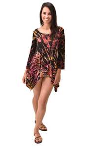 Vestido Túnica Tie Dye Pintado a Mano Estilo Boho, Rayón y Spandex, Ropa para Festivales - Product Image 6