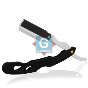 Elegante Afeitadora Hadel de Acero Inoxidable para Hombre, Negra y Plateada, Maquinilla de Afeitar de Borde Recto para un Afeitado Suave - Product Image 3