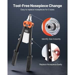 Kit de 230 rivets aveugles avec pistolet à rivets, 5 embouts interchangeables, 5 forets, manuel, pour métal, automobile, bricolage domestique - Product Image 4