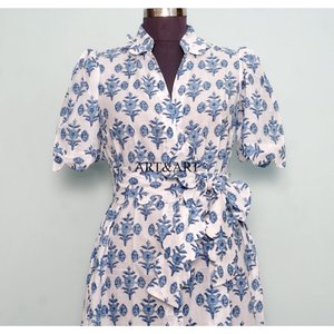 Vestido Moderno Casual de Manga Corta para Fiesta, Estilo Dulce y Elegante para Mujer, Estampado a Mano, de Algodón, Tipo Canguro, Cómodo y Corto - Product Image 4