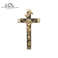 Croix décorative Art Déco en acier inoxydable avec incrustation de nacre, à suspendre ou à poser, pour baptême, anniversaire, table, religieuse chrétienne, faite à la main