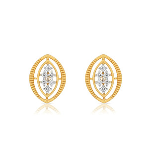 Boucles d'oreilles à clous en diamant avec cadre en feuille d'or - Product Image 1